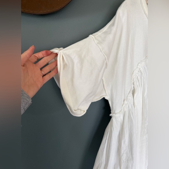 Free People Catalina mini Dress tunic white 100% cotton sz medium - Picture 12 of 16